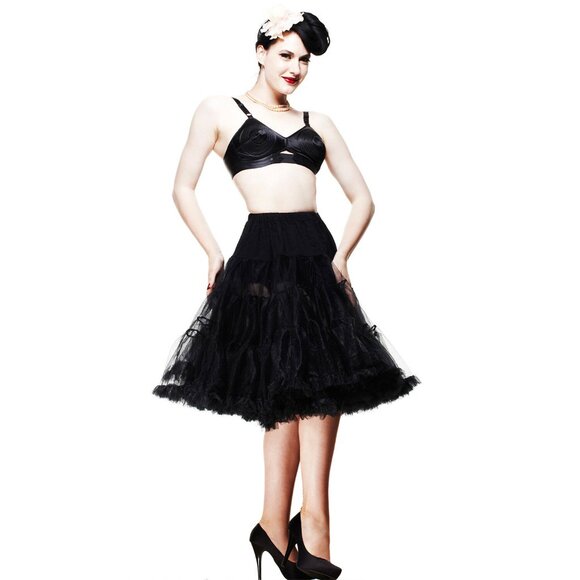 BLACK HELL BUNNY NET PETTICOAT SKIRT 50'S ROCKABILLY GOTH OS US 14 16 18 20 22 - Picture 3 of 3